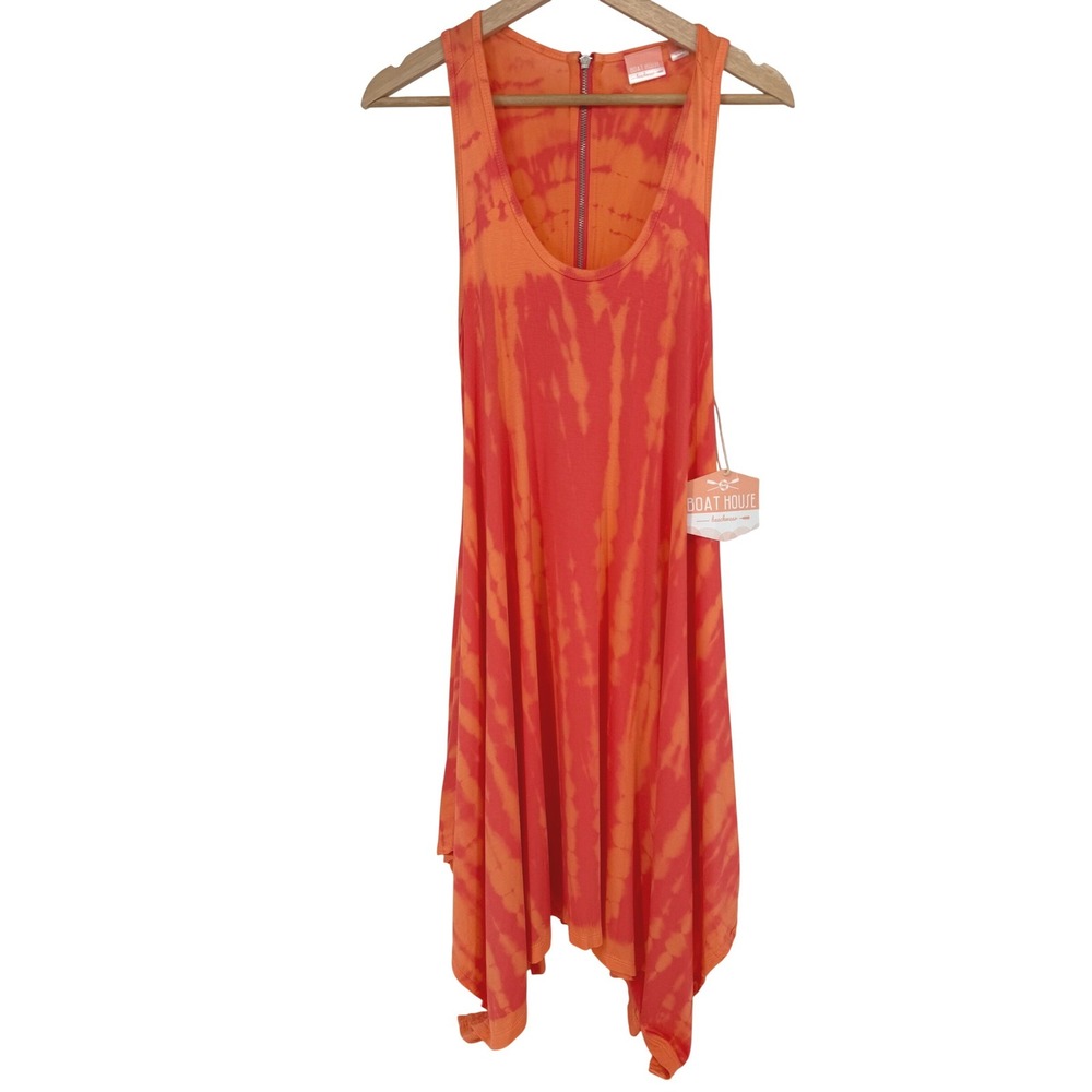 Boat House Cover Up Dress Womens Medium Orange Tie Dye NWT